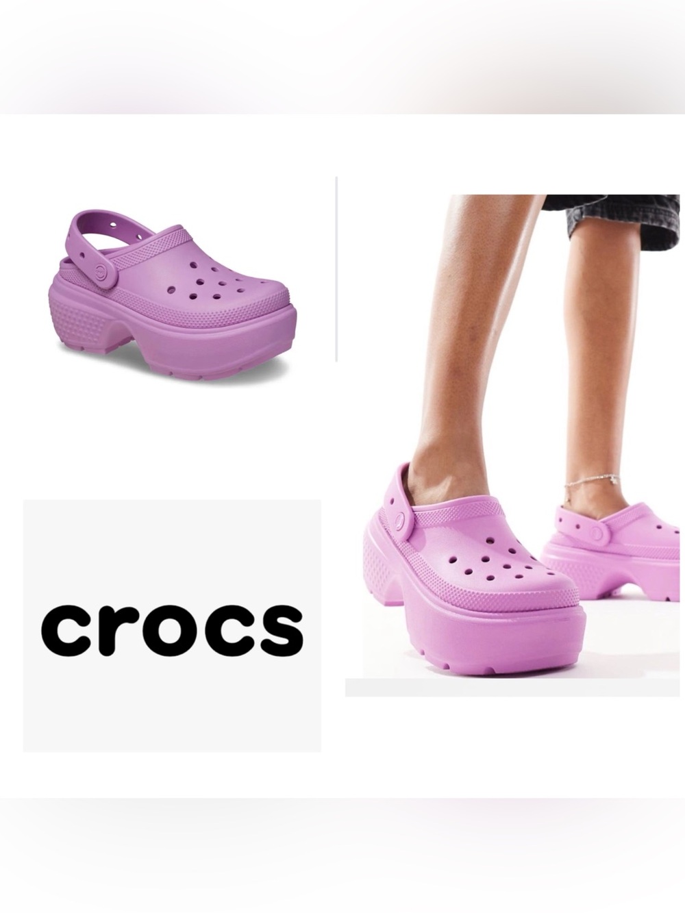 NEW CROCS Women 10 Men 8 Slip On Platform STOMP chunky clog comfy shoes Purple